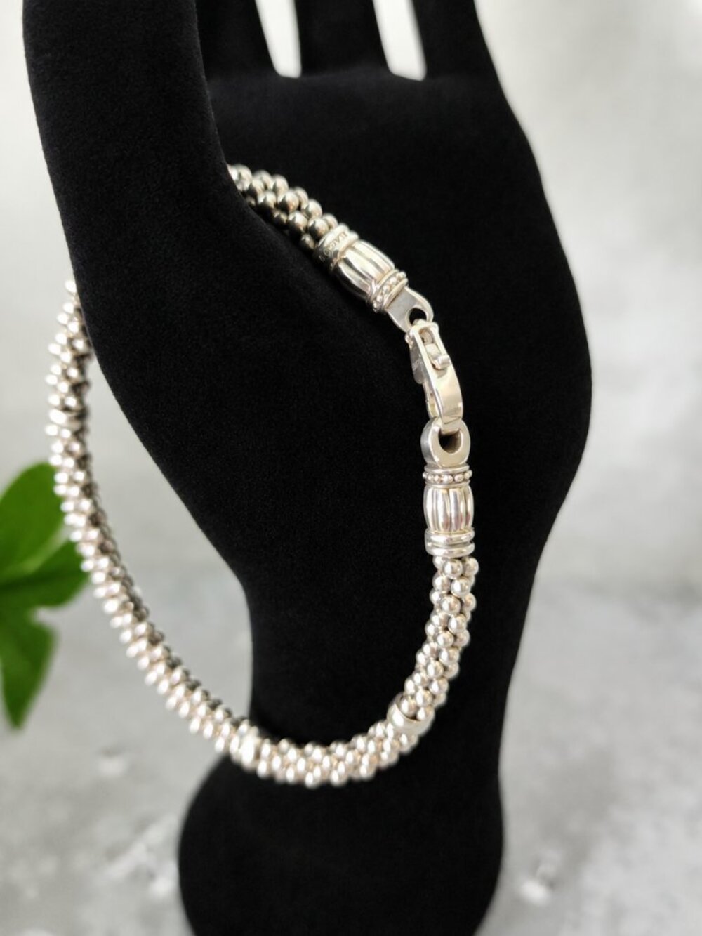 LAGOS Signature Caviar Sterling Silver Station Bracelet 6mm 7.5" Model 05-80602